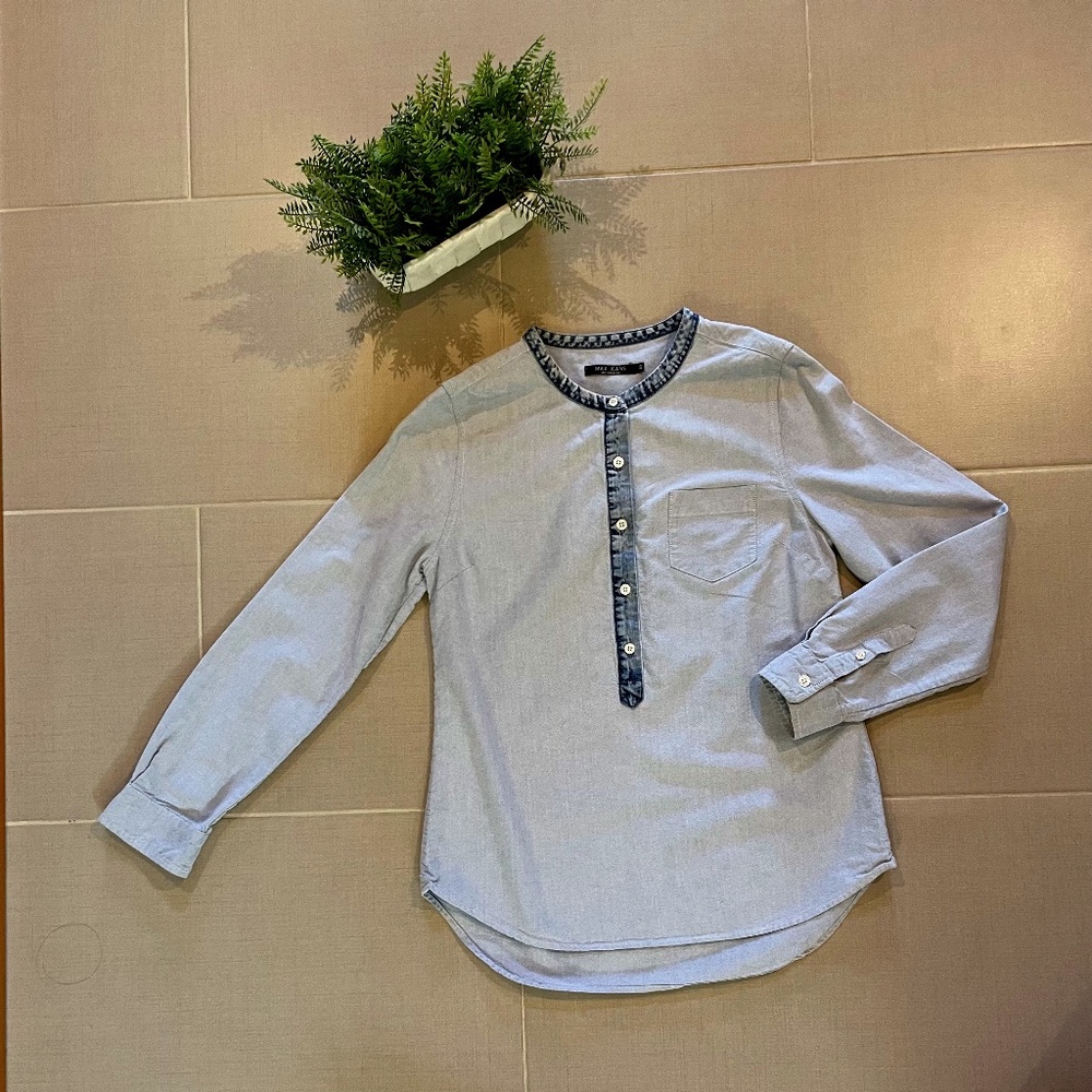 Max Jeans Chambray Denim Blue Top S